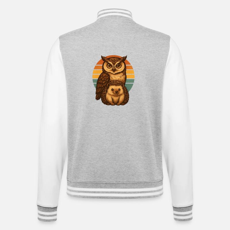 Hérisson Hibou - Veste Teddy - gris chiné / blanc