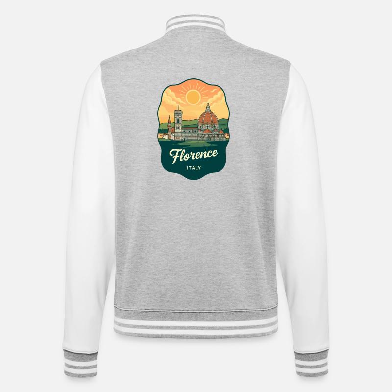 Florence Duomo Retro Sonnenuntergangs-Reiseabzeichen - College-Sweatjacke - Grau meliert/Weiß