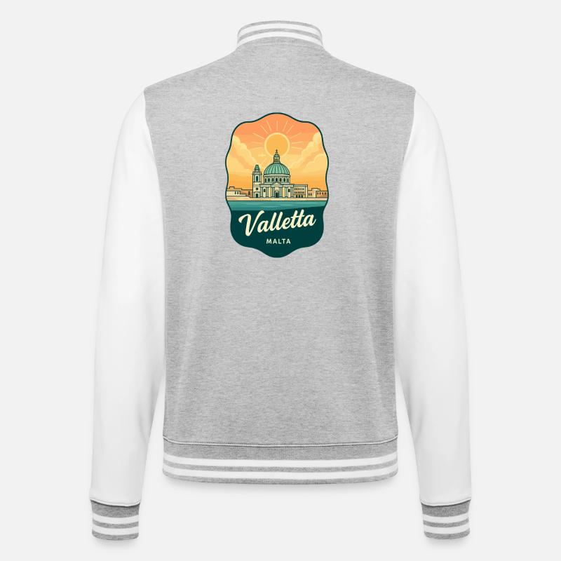 Valletta Malta Retro Sunset Reiseabzeichen - College-Sweatjacke - Grau meliert/Weiß