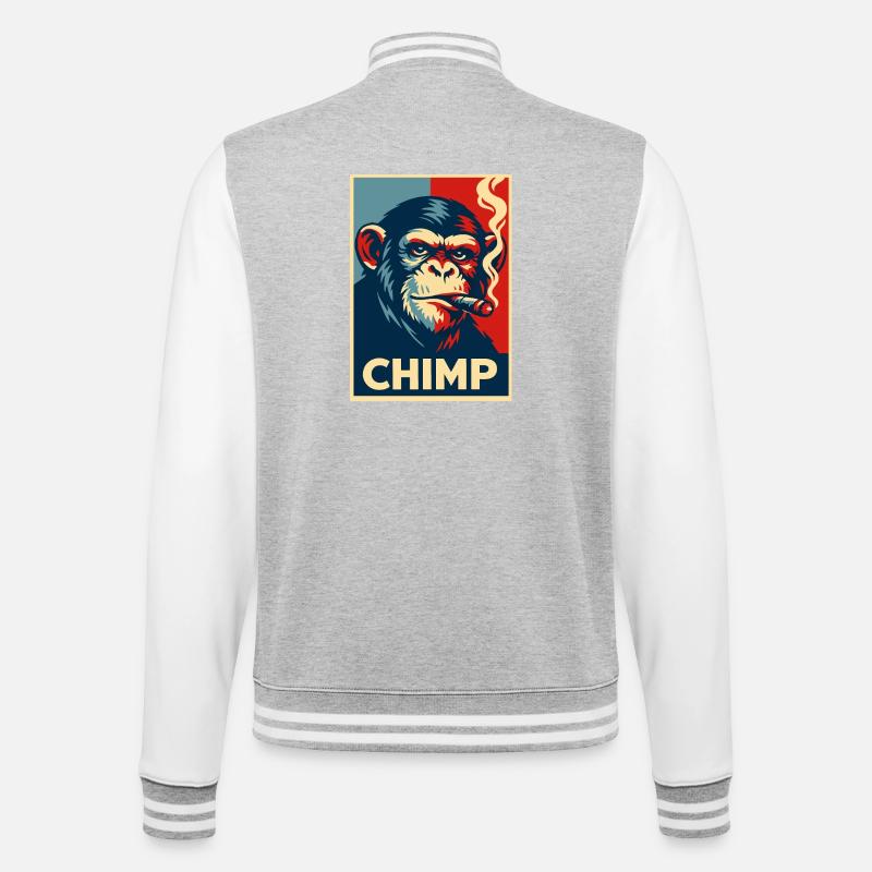 Retro-Schimpanse-Zigarren-Poster - College-Sweatjacke - Grau meliert/Weiß