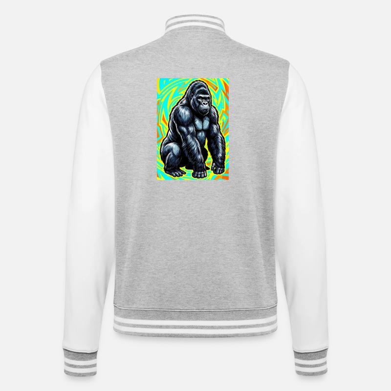 Gorilla - College-Sweatjacke - Grau meliert/Weiß