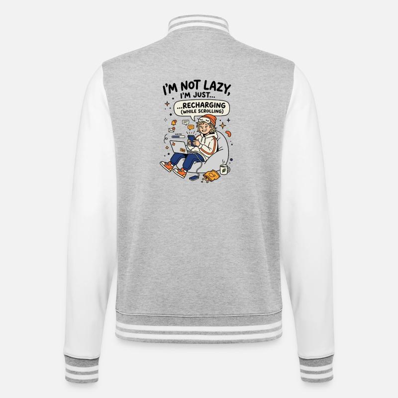 Recharging while scrolling Gen Z - College Sweat Jacket - heather grey/white