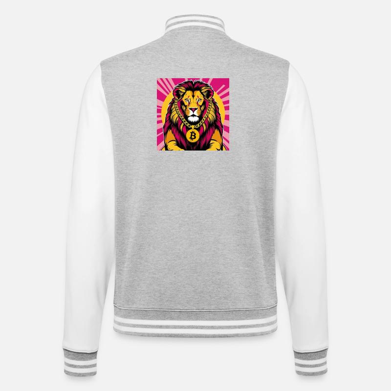 Krypto-Löwe Neon Pop Kunst - College-Sweatjacke - Grau meliert/Weiß