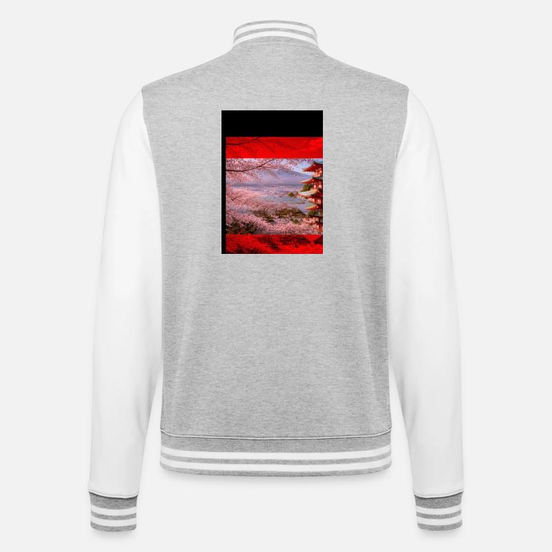 Kirschblütenpagode Szene - College-Sweatjacke - Grau meliert/Weiß