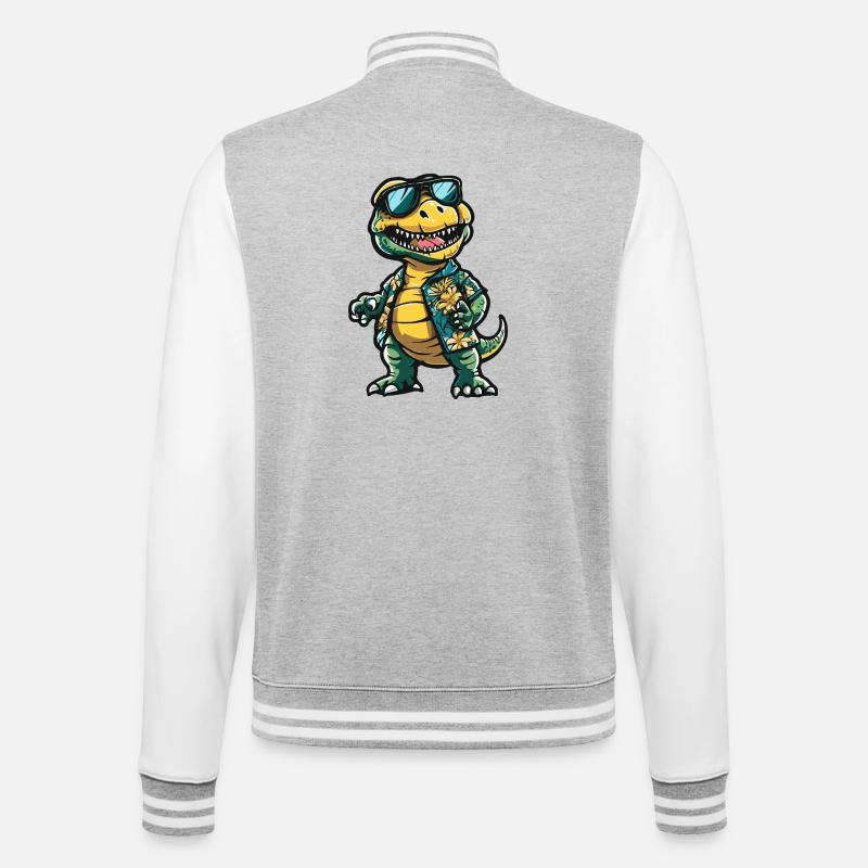 Dinosaurier T-Rex Comic Urlaub - College-Sweatjacke - Grau meliert/Weiß