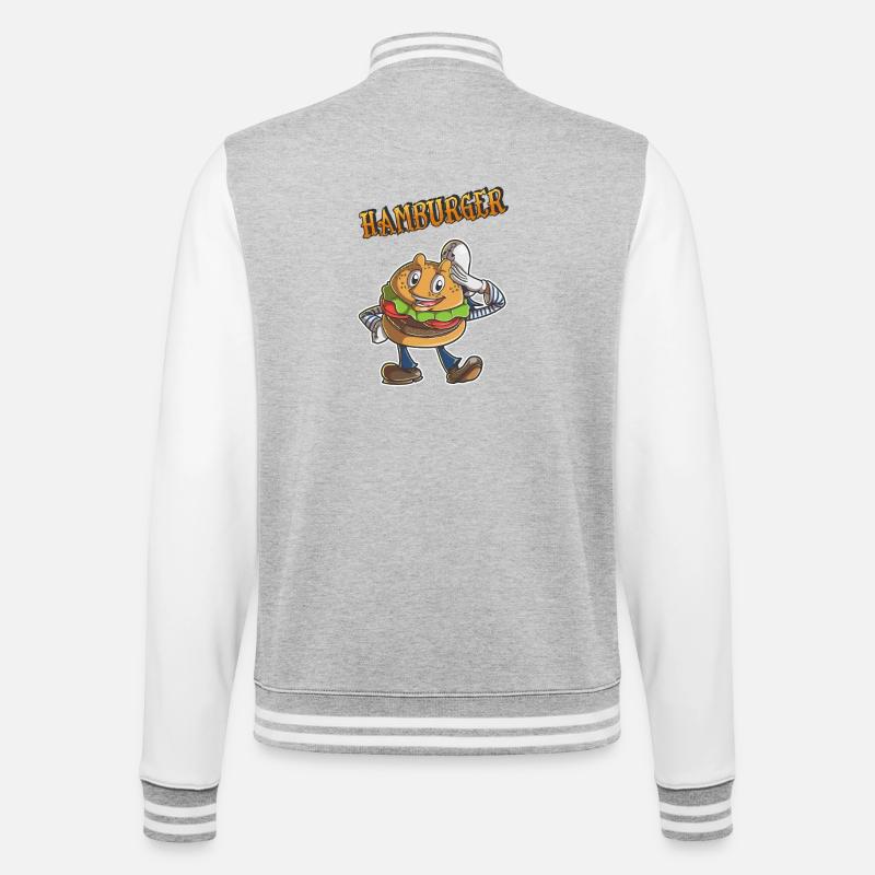 hamburger - Veste Teddy - gris chiné / blanc