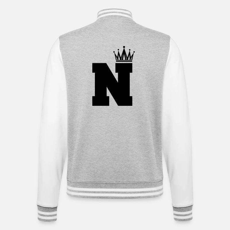N Krone - College-Sweatjacke - Grau meliert/Weiß