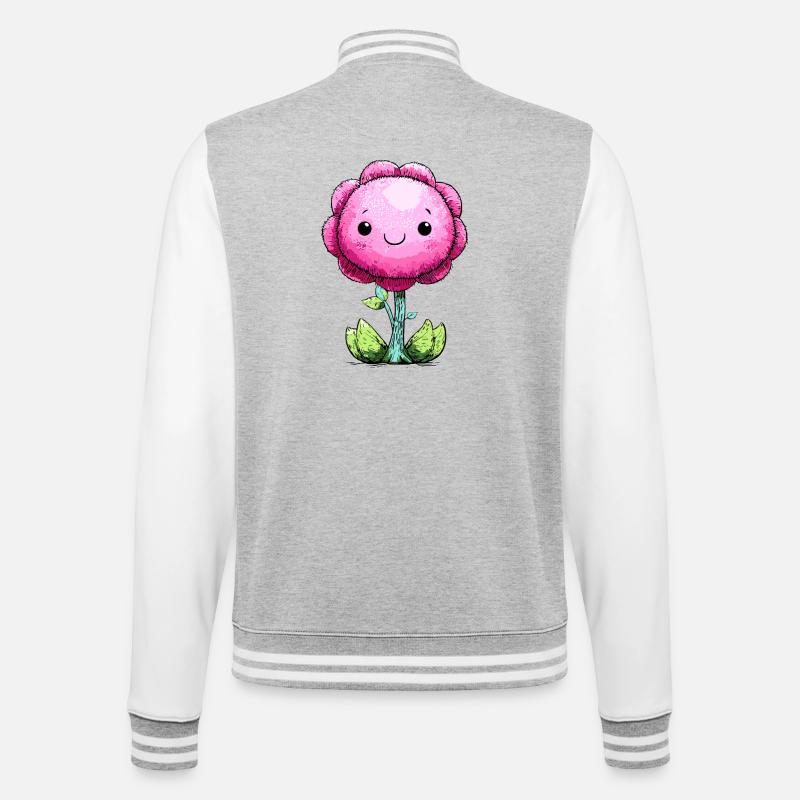Visage de fleur rose câlin - Veste Teddy - gris chiné / blanc
