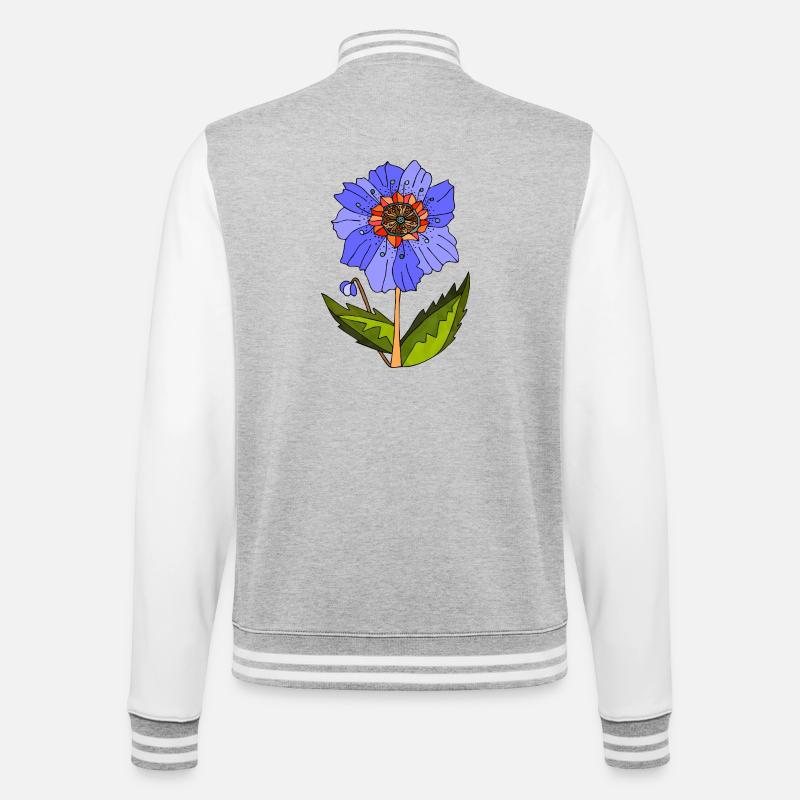 Blume - College-Sweatjacke - Grau meliert/Weiß