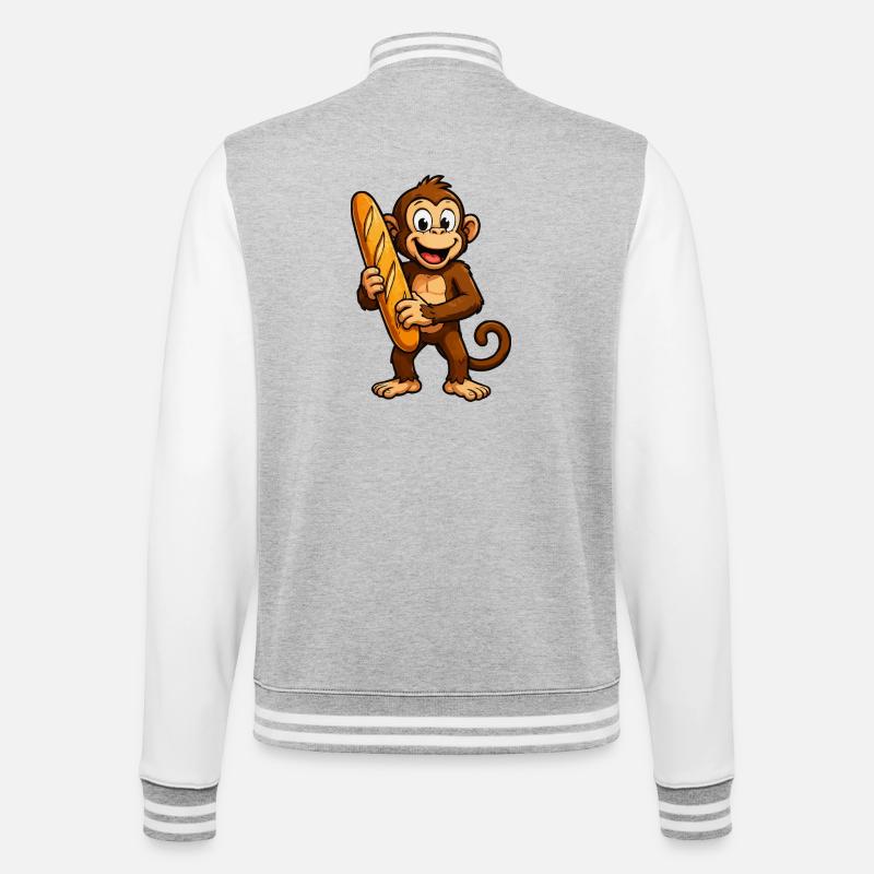 Monkey with baguette - College Sweat Jacket - heather grey/white