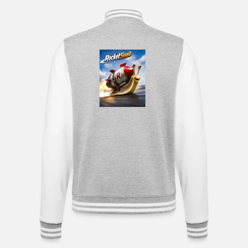 Rocket Snail Space Fast Adventure - College Sweat Jacket - heather grey/white