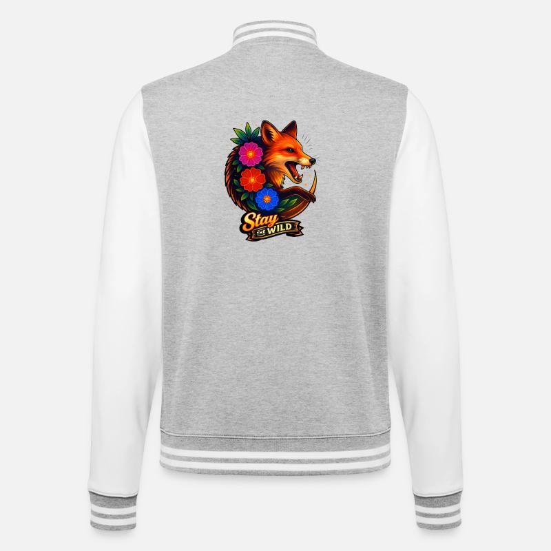 Renard aux fleurs Reste sauvage - Veste Teddy - gris chiné / blanc