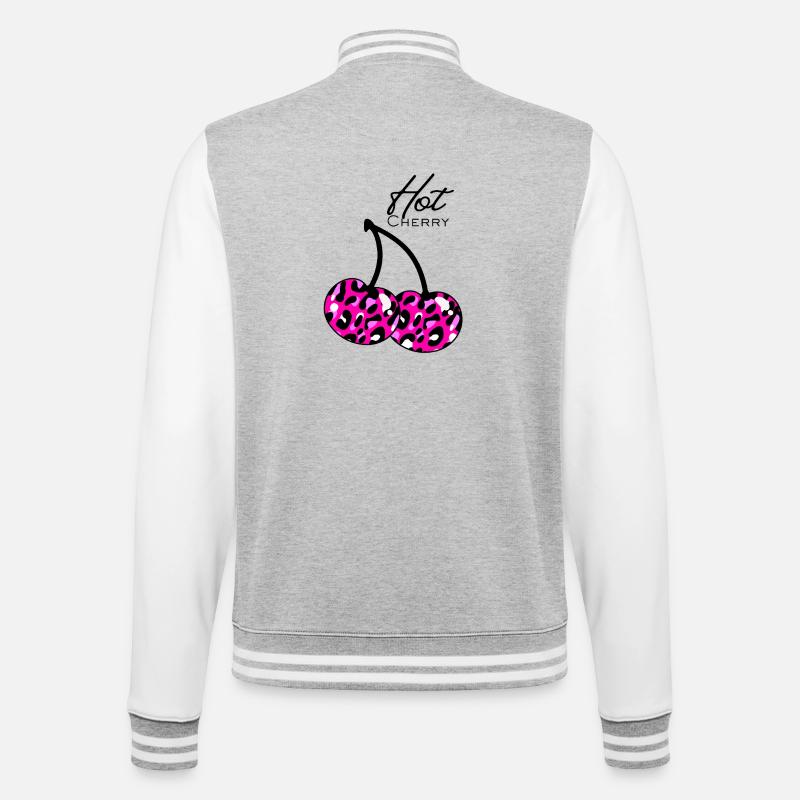 Pink leopard pattern cherry - College Sweat Jacket - heather grey/white