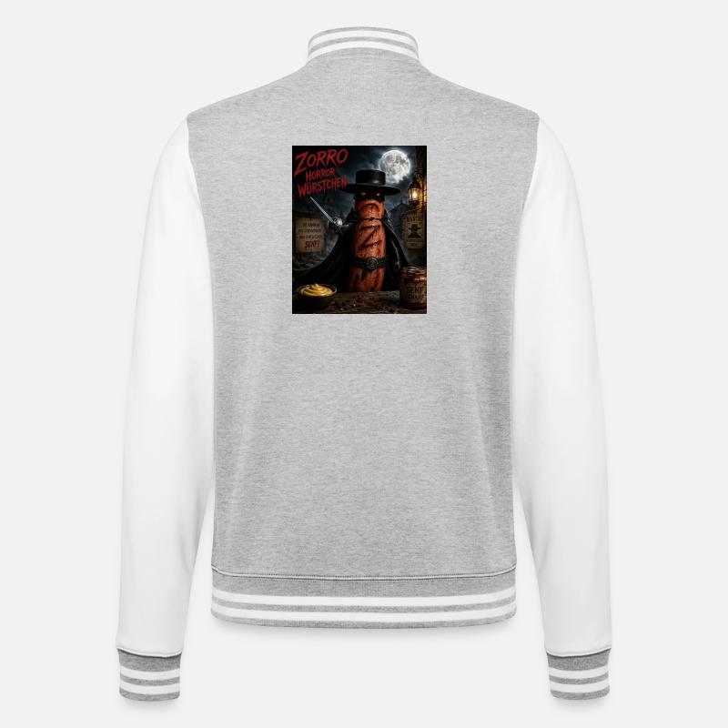 Zorro Horror Würstchen  - College-Sweatjacke - Grau meliert/Weiß