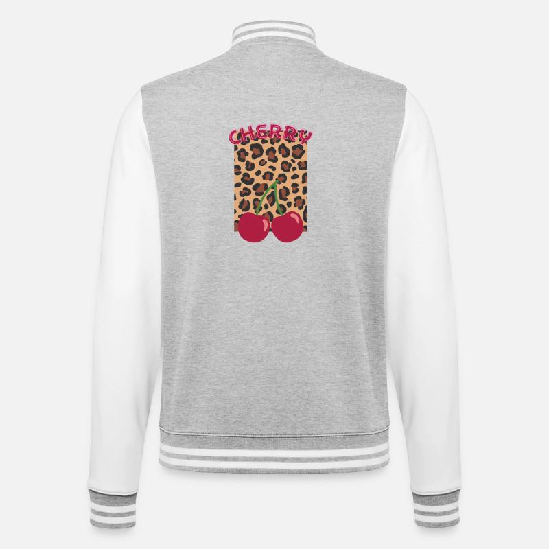Cerises à l’apparence de léopard - Veste Teddy - gris chiné / blanc
