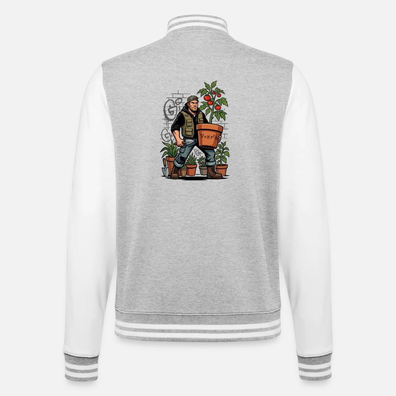 Gardener with tomato formula - College Sweat Jacket - heather grey/white