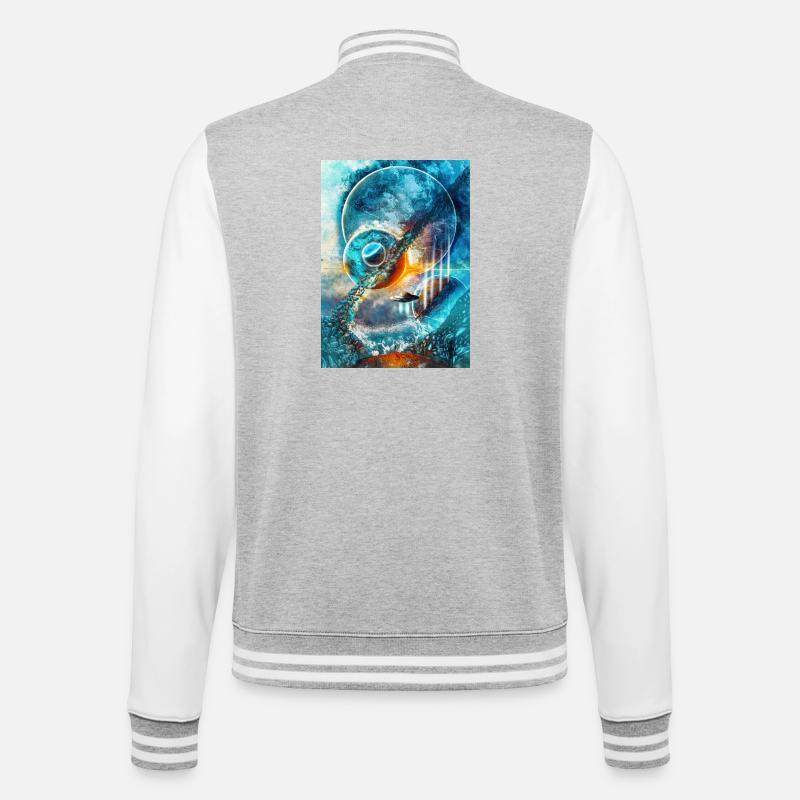Anneau Spatial Bleu avec Feu - Veste Teddy - gris chiné / blanc