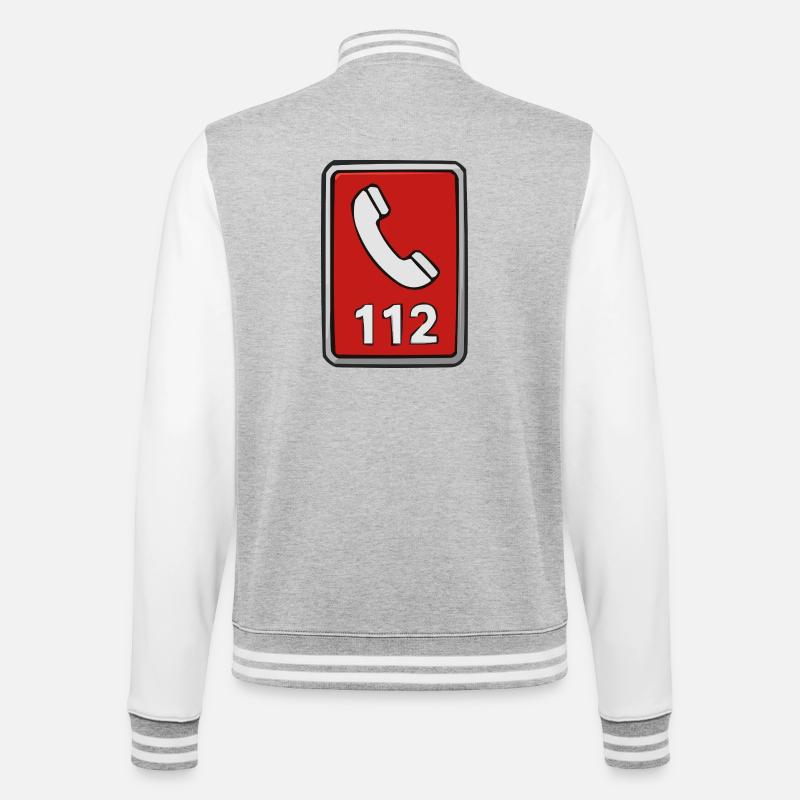 Notruf112 Symbol Retro-Style - College-Sweatjacke - Grau meliert/Weiß