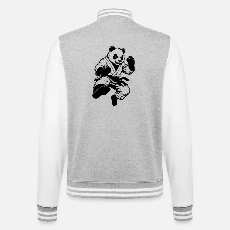 Panda Kung Fu - College Sweat Jacket - heather grey/white