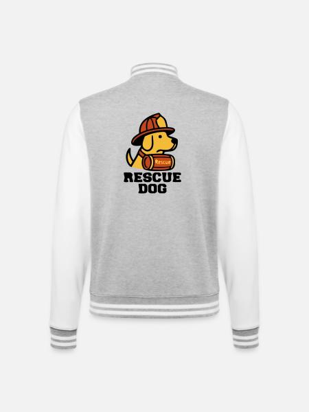 Fire Dog Rescue Dog Logo - College Sweat Jacket - heather grey/white