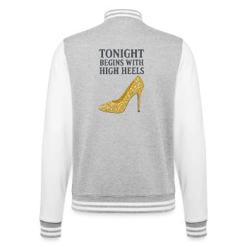 Glitzer High Heels – Tonight begins with... - College-Sweatjacke - Grau meliert/Weiß - Hinten - Marisol (170cm)