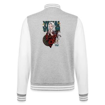 Yokai Serpent Oni Girl Japanese Streetwear Art - College Sweat Jacket - heather grey/white - Back - Marisol (170cm)
