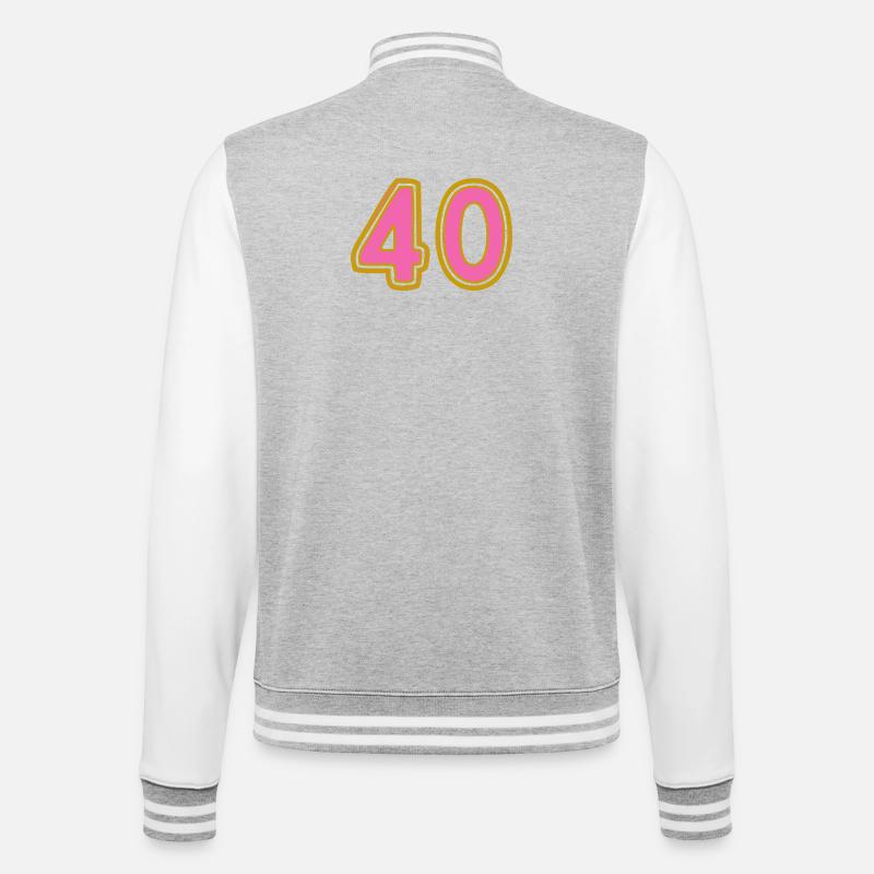 40. 40 ANS. 40e ANNIVERSAIRE - Veste Teddy - gris chiné / blanc