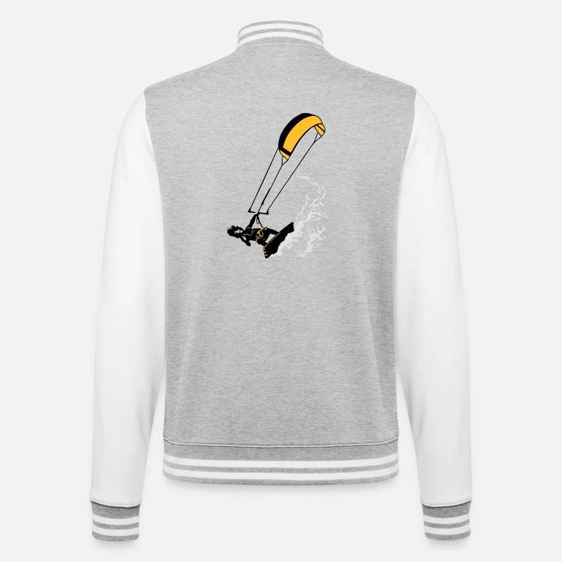 Kitesurfen und Wellen flex - College-Sweatjacke - Grau meliert/Weiß