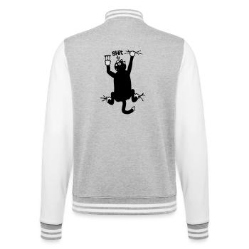 Shit, die Katze hängt am T-Shirt fest - College-Sweatjacke - Grau meliert/Weiß - Hinten - Marisol (170cm)