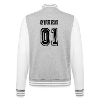 Queen King Partnerlook Love - College-Sweatjacke - Grau meliert/Weiß - Hinten - Marisol (170cm)