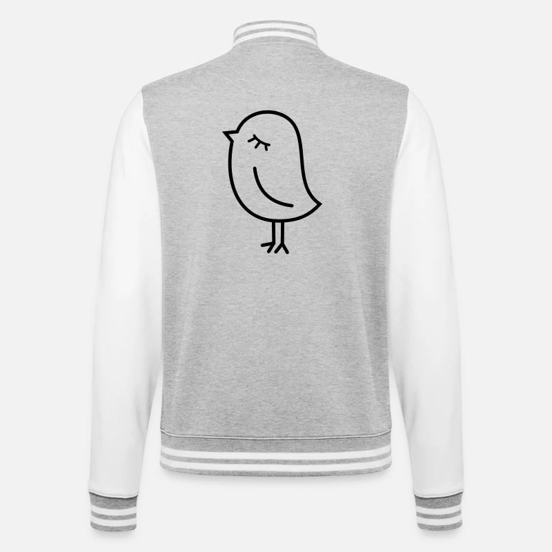 Spatz Vogel – Piepmatz Küken Tweet Vögelchen - College-Sweatjacke - Grau meliert/Weiß