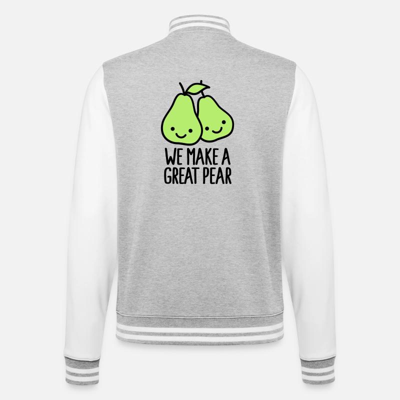 We make a great pear - College Sweat Jacket - heather grey/white