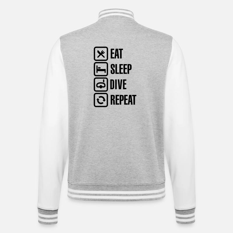 Eat Sleep Dive Repeat - College-Sweatjacke - Grau meliert/Weiß