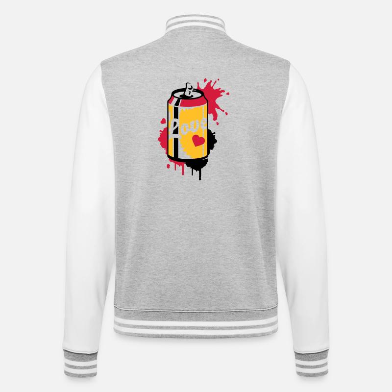 geöffnete Getränkedose im Graffiti Stil - College-Sweatjacke - Grau meliert/Weiß