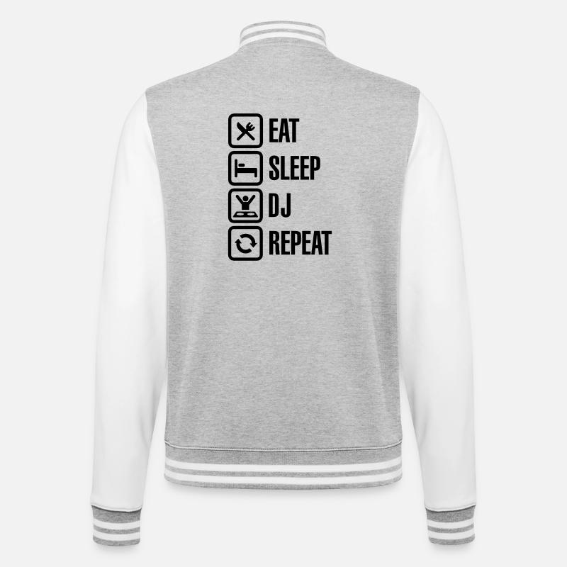 Eat Sleep DJ Repeat - College-Sweatjacke - Grau meliert/Weiß