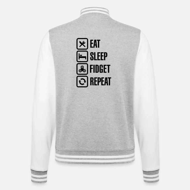 Eat Sleep Fidget Repeat - Fidget Spinner - College-Sweatjacke - Grau meliert/Weiß
