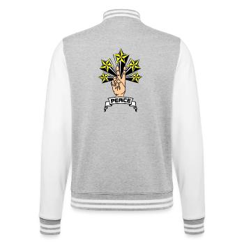 Paix 5 étoiles jaunes - Veste Teddy - gris chiné / blanc - Dos - Marisol (170cm)