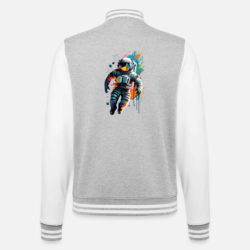 Astronaute dans l’espace spatial - Astronaut Space - Veste Teddy - gris chiné / blanc