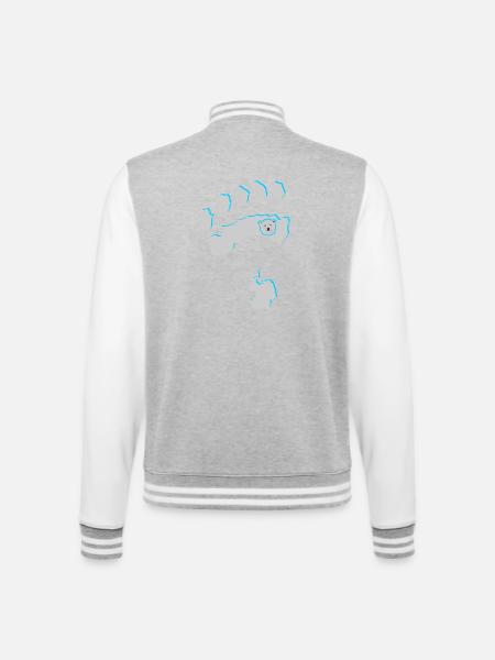Eisbär 8 - College-Sweatjacke - Grau meliert/Weiß