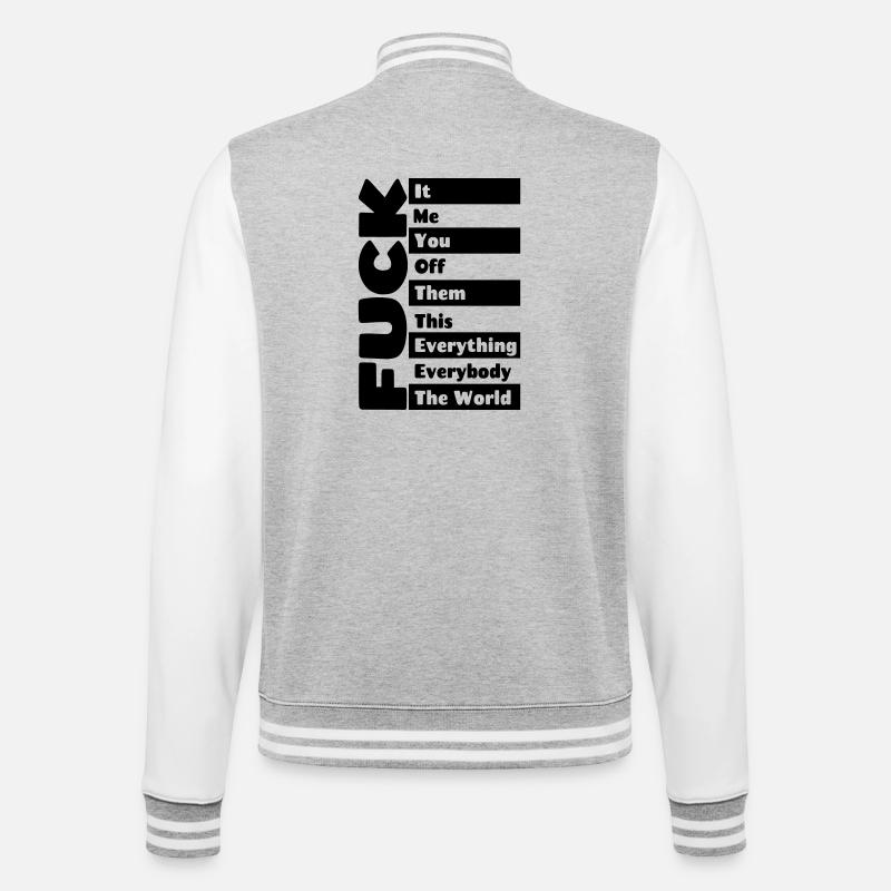 F**k everything # - College Sweat Jacket - heather grey/white