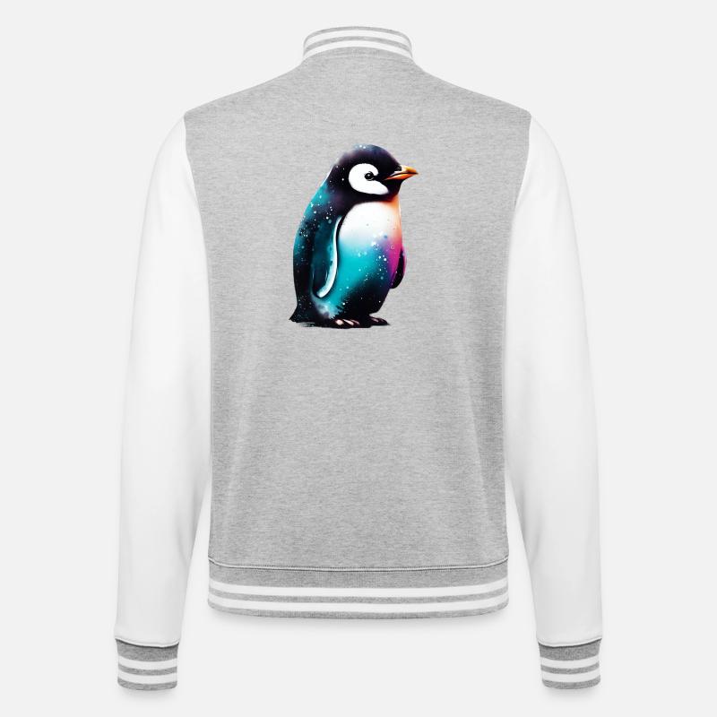Pinguin - College-Sweatjacke - Grau meliert/Weiß