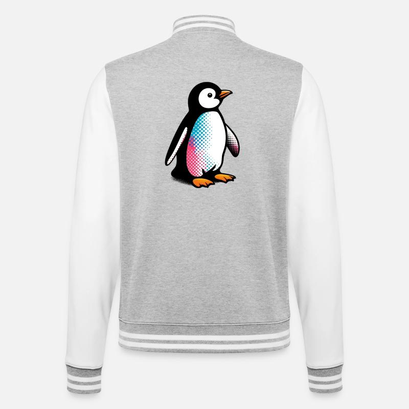 Pinguin - College-Sweatjacke - Grau meliert/Weiß