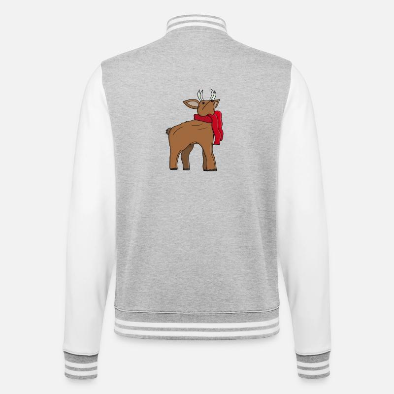Ein liebenswertes Reh - College-Sweatjacke - Grau meliert/Weiß