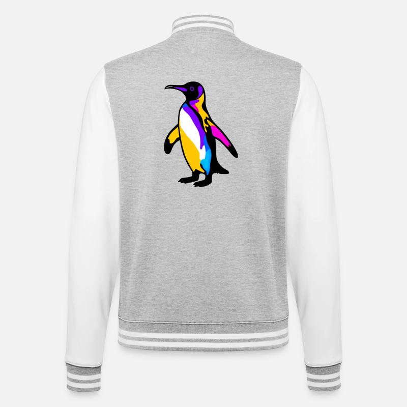 Pinguin - College-Sweatjacke - Grau meliert/Weiß