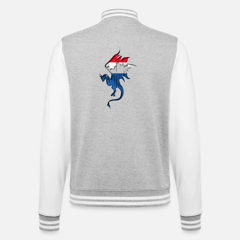Drapeau des Pays-Bas - Pays-Bas - Silhouette de - Veste Teddy - gris chiné / blanc