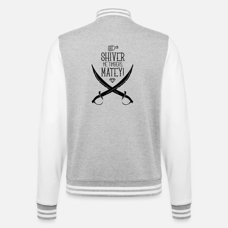 Illustration Featuring Pirate-Themed Design Swords - Veste Teddy - gris chiné / blanc