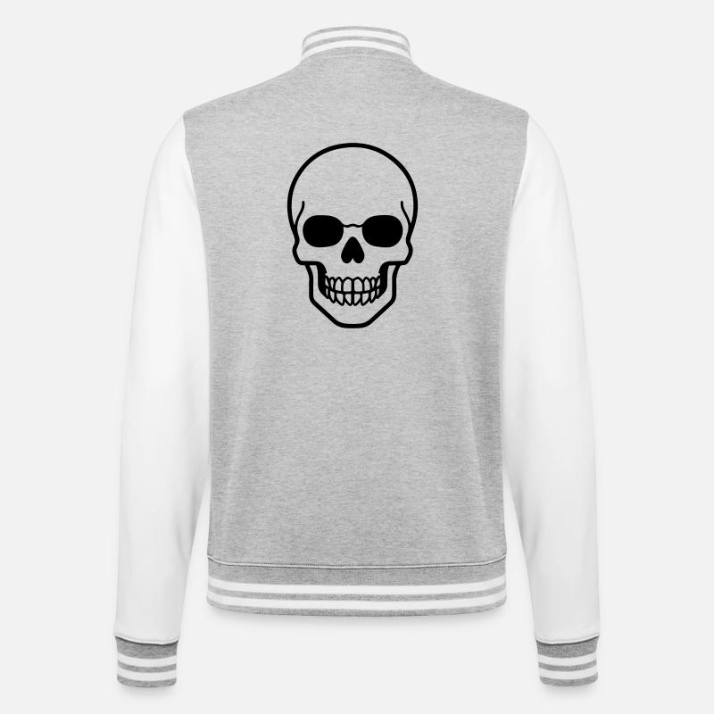 Skelett Comic - College-Sweatjacke - Grau meliert/Weiß