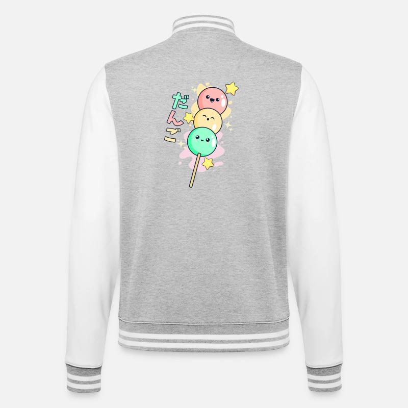 Kawaii Happy Hanami Dango - College-Sweatjacke - Grau meliert/Weiß