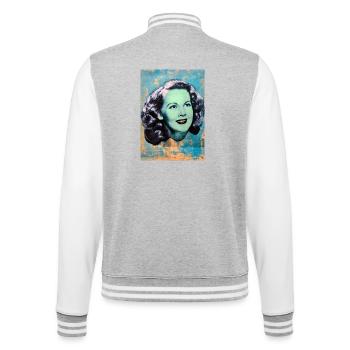 Fille vintage - Veste Teddy - gris chiné / blanc - Dos - Marisol (170cm)