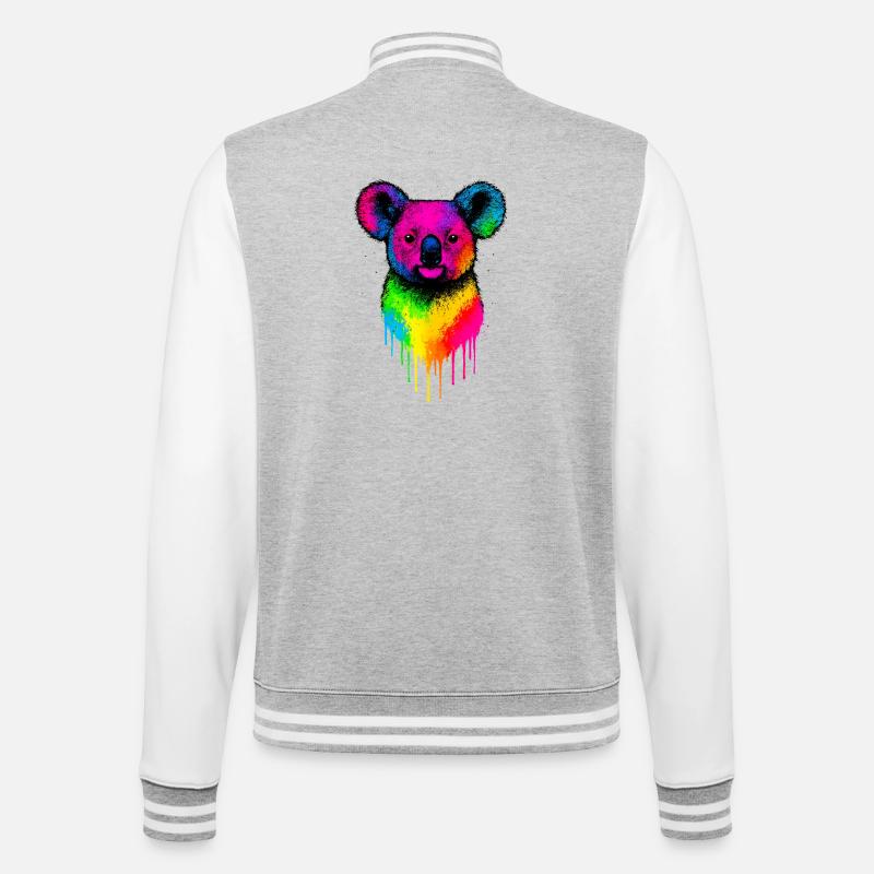 Éclaboussures de néon Koala arc-en-ciel - Veste Teddy - gris chiné / blanc
